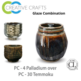 Palladium PC-04 over Temmoku PC-30 Pottery Cone 5 Glaze Combination